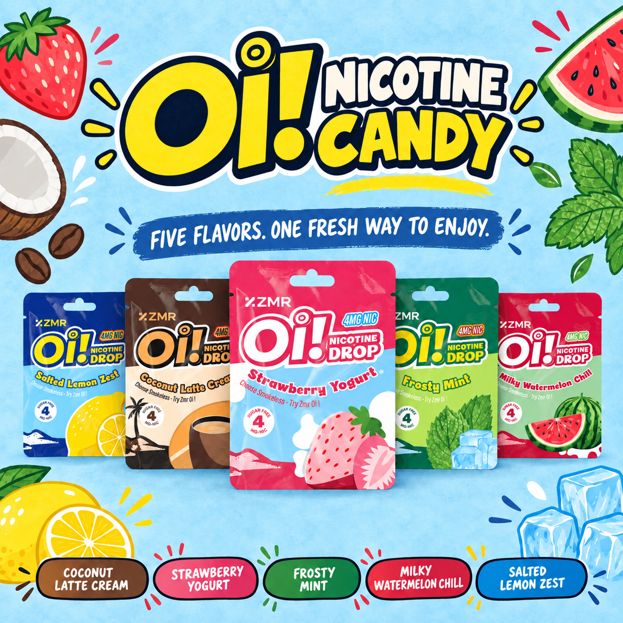 Oi! Nicotine Candy Miky Watermelon Chill and Salted Lemon Zest - Image 6