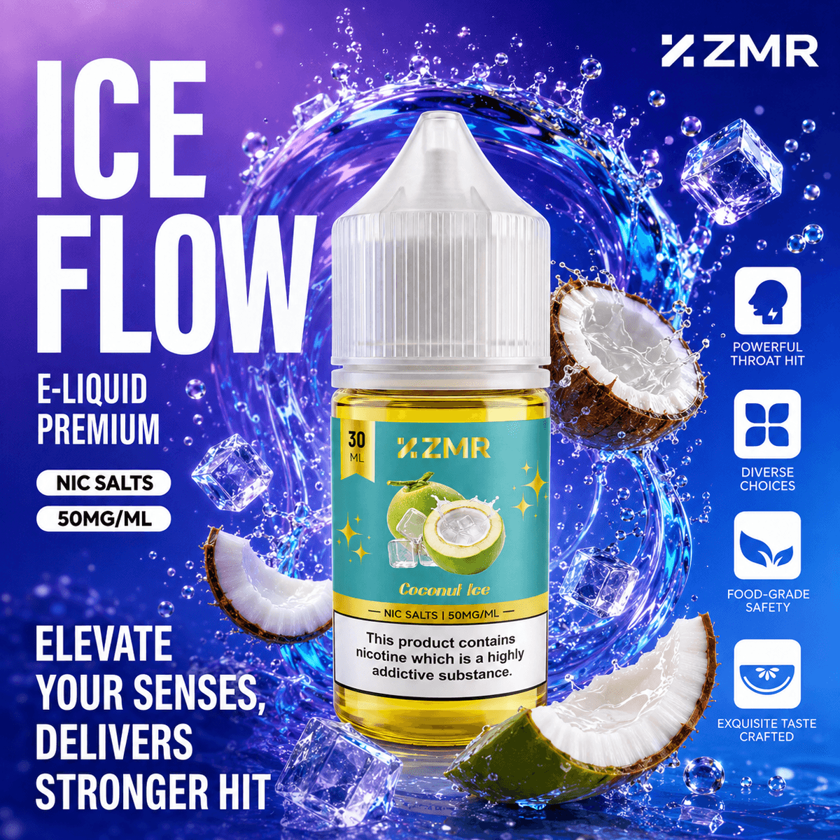 ZMR-Ice Flow Coconut Ice 50mg nic salt - Image 2
