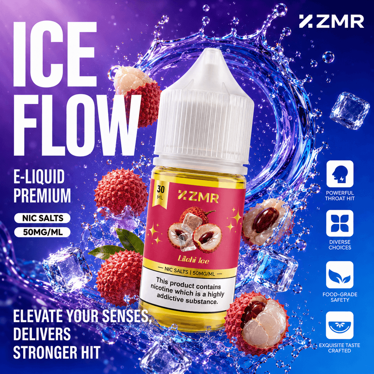 ZMR-Ice Flow Litchi Ice 50mg nic salt - Image 2