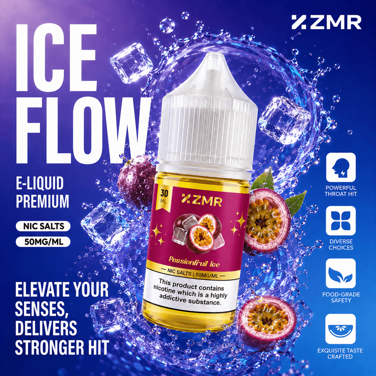 ZMR-Ice Flow Passionfruit Ice 50mg nic salt - Image 2