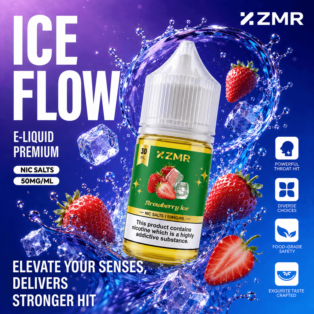 ZMR-Ice Flow Strawberry Ice 50mg nic salt - Image 2