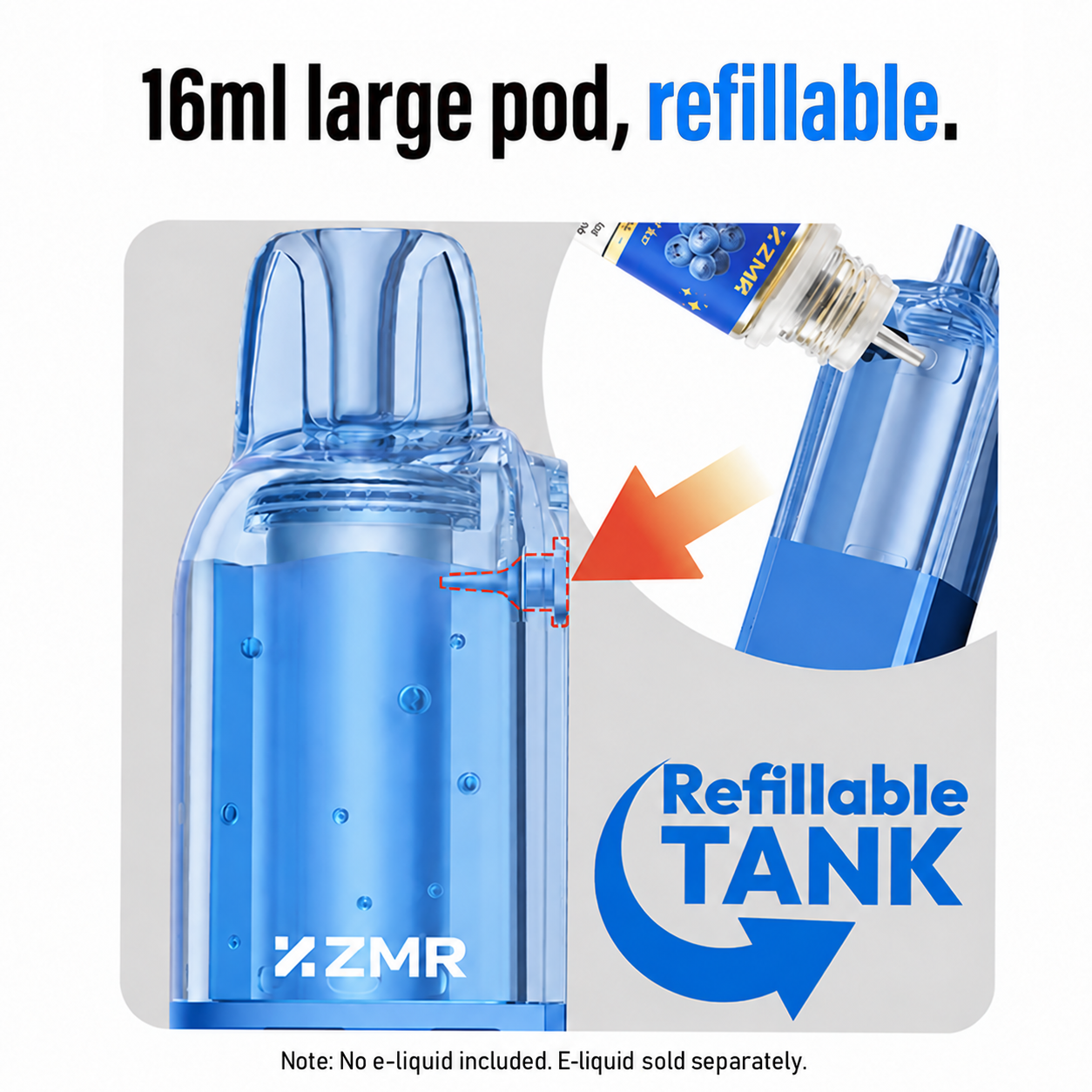 ADDONE 2*16ml Mega-Tank Replacement Pod blue - Image 2